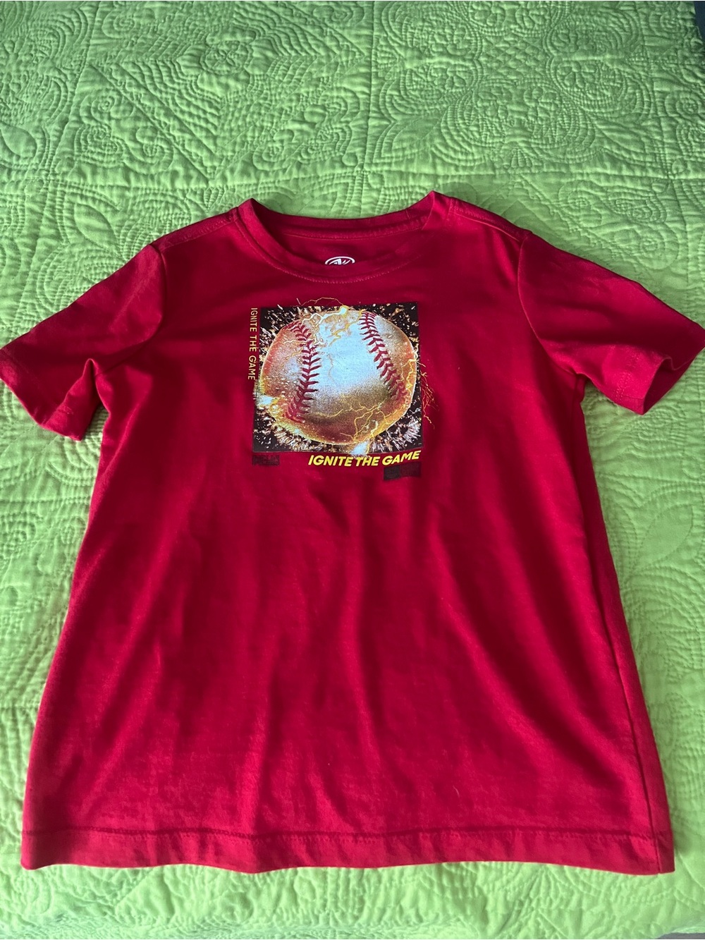 Kids Red Baseball Graphic Tee - Ignite The Game S (6-7) DriWorks